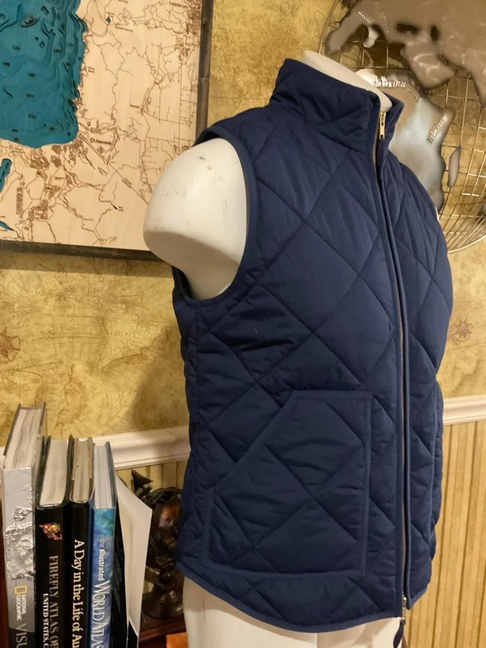 J. Crew Navy Quilted Puffer Vest